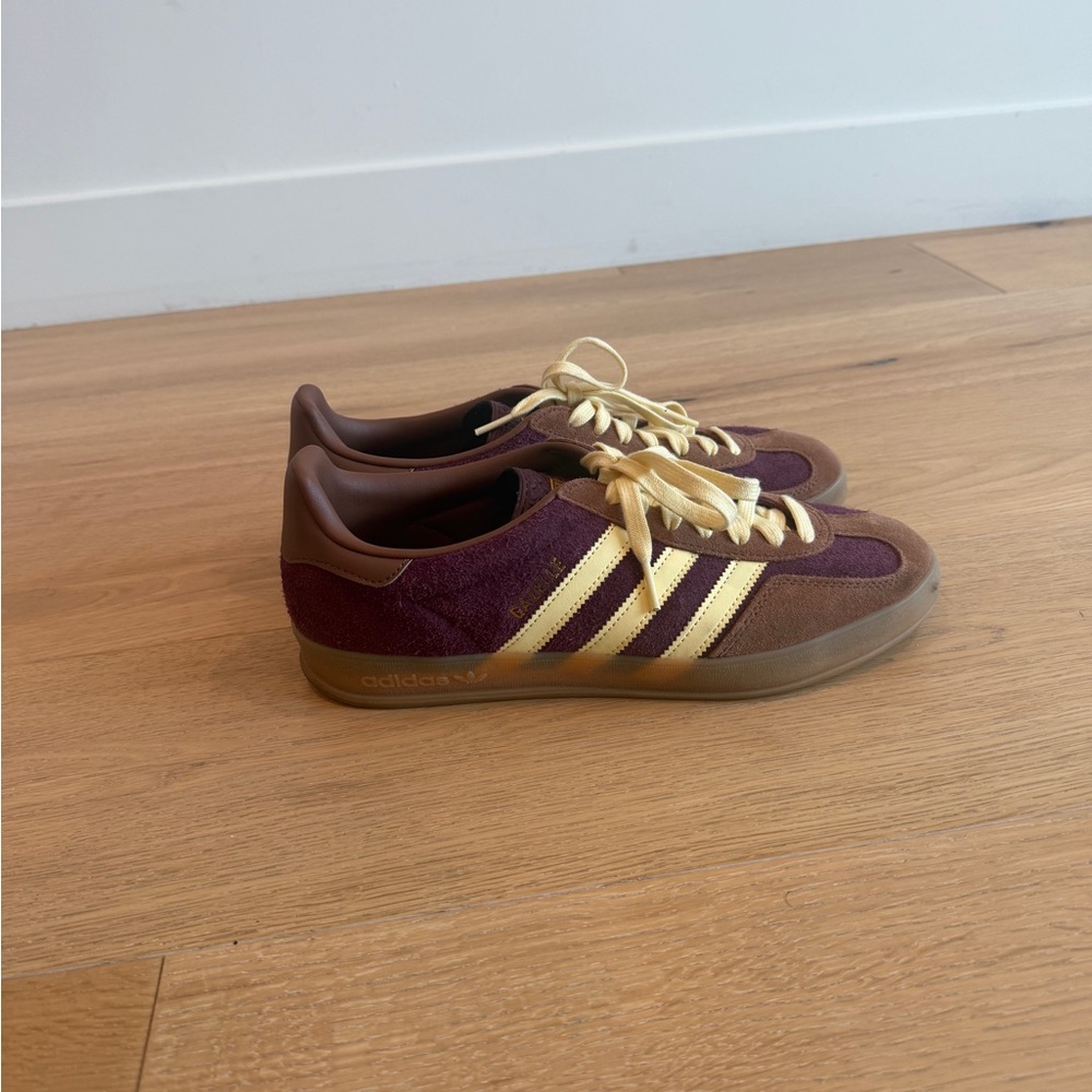Adidas Maroon and Cream Trainers